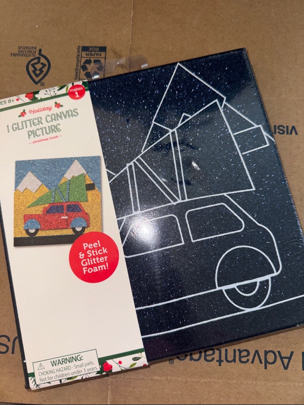 Glitter Canvas Picture Craft Kit in Navy and White